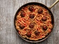 Rustic american italian meatball spaghetti Royalty Free Stock Photo