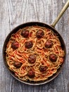 Rustic american italian meatball spaghetti Royalty Free Stock Photo