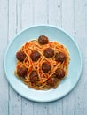 Rustic american italian meatball spaghetti Royalty Free Stock Photo