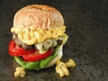 Rustic american mac and cheese hamburger