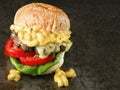 Rustic american mac and cheese hamburger Royalty Free Stock Photo