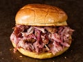 Rustic american pulled pork sandwich