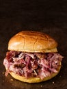 Rustic american pulled pork sandwich Royalty Free Stock Photo