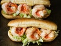 Rustic american shrimp po boy sandwich