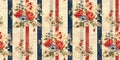 Rustic americana seamless border in traditional red, white and blue colors. Modern and fun, great country cottage house