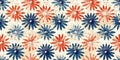 Rustic americana seamless border in traditional red, white and blue colors. Modern and fun, great country cottage house