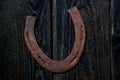 Rustic antique horseshoe in wood wall