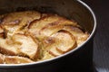rustic apple cake in baking tin Royalty Free Stock Photo