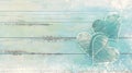 Rustic aqua hearts on weathered wooden background with artistic texture Royalty Free Stock Photo