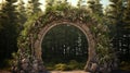 A rustic arch crafted from timber wood, each grain telling a story of the forest history