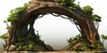 Rustic arch with tree branches and isolated design on white background