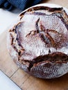 Rustic artisanal wholewheat & rye bread loaf