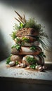 whole grain breads, embedded with garlic, green and seeds. Still life. Generative AI