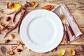 Rustic autumn or fall table setting with antlers