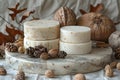 Rustic Autumn Soap Display with Natural Elements for Seasonal Decor and Wellness Generative AI