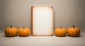 Vintage Blank Book and Autumn Pumpkins with Copy Space Royalty Free Stock Photo