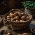 Rustic Baby Potatoes Basket Royalty Free Stock Photo