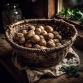 Rustic Baby Potatoes Basket Royalty Free Stock Photo
