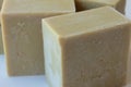 Rustic bar of natural handmade Olive Oil Soap. Royalty Free Stock Photo