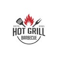 Rustic barbecue logo design, bar and grill vector illustration, best for food, restaurant logo idea Royalty Free Stock Photo