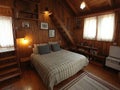 A rustic barn converted into cozy accommodation with warm lighting and a comfortable interior Royalty Free Stock Photo