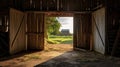 rustic barn doors open Royalty Free Stock Photo