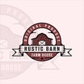 rustic barn logo vintage with outline vector illustration template icon graphic design. farm house livestock sign or symbol for Royalty Free Stock Photo