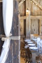 Rustic Barn Reception Decoration with pole and wrap Royalty Free Stock Photo