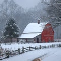 Rustic barn in snowy landscape Royalty Free Stock Photo