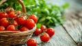 Rustic Basket Full of Fresh Cherry Tomatoes: The Perfect Addition to Your Salad!