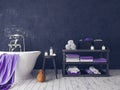 Rustic Bathroom With Old Wooden Stool Royalty Free Stock Photo