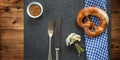 Rustic bavarian table decoration for a oktoberfest