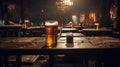 rustic beer table Royalty Free Stock Photo