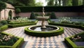 Rustic Bench in Tranquil English Garden: A Close-Up Amid Nature\'s Beauty Royalty Free Stock Photo