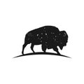 Rustic Bison logo inspiration, Bison silhouette vector Royalty Free Stock Photo