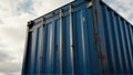 Rustic Blue Shipping Container Against a Cloudy Sky Royalty Free Stock Photo