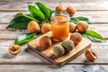 Rustic Board with Breadnut Fruit and Juice Royalty Free Stock Photo