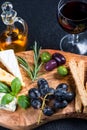 Rustic board with cheese selection,tapas style appetizer