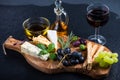 Rustic board with cheese selection,tapas style appetizer