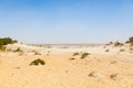 Rustic boats on a ship graveyards on a desert around Moynaq, Muynak or Moynoq - Aral sea or Aral lake - Uzbekistan in Central Asia Royalty Free Stock Photo