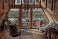 Rustic boho interior, camping, glamping Royalty Free Stock Photo