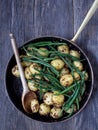 Rustic boiled potato in mustard and bean