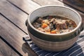 a rustic bowl of bosanski lonac bosnian pot Royalty Free Stock Photo
