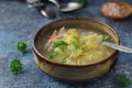 A bowl with chicken soup with pasta Royalty Free Stock Photo