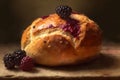 Rustic bread berries sweet. Generate Ai