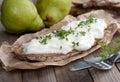 Rustic bread with curd Royalty Free Stock Photo