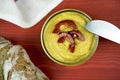 Rustic bread and delicious curry hummus