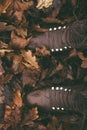 Rustic Brown Boots in Autumn Leaves