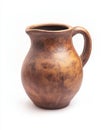 Rustic brown ceramic jug with single handle Royalty Free Stock Photo