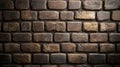 Rustic Brown Cobblestone Wall. Background. Close Up, Stone texture, Bokeh, Vignette, Copy Space. Royalty Free Stock Photo